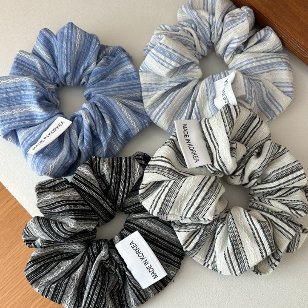 Women'S Fashion Korea - 2025 Korea Fashion Stripe Hair Rubber