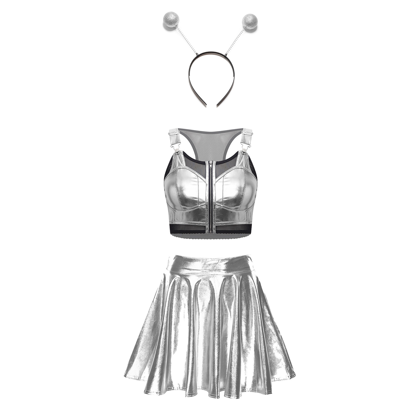 Women Metallic Shiny Alien Cos - Women'S Fashion Vest Tops recension och pris