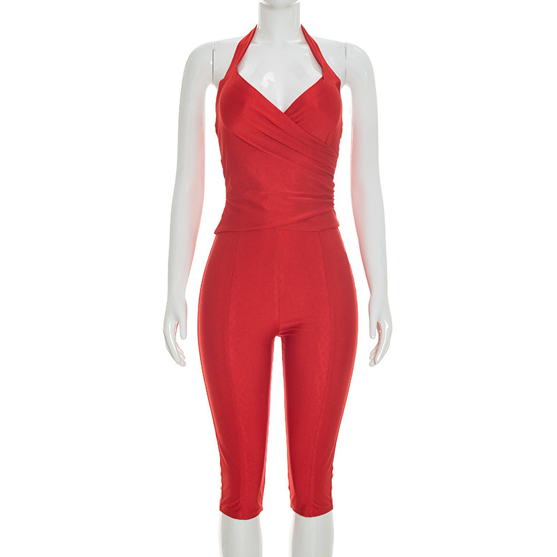 Slim 2 Piece Set Women Solid W - Lace Trim Cami recension och pris
