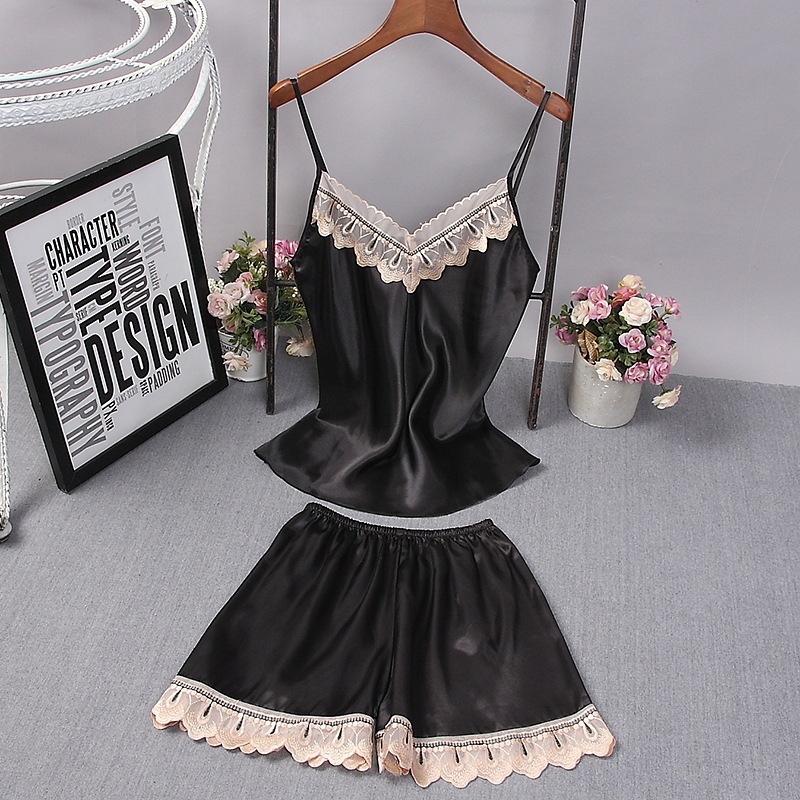 Women Satin Robe Pure Color Br - Lace Trim Cami recension och pris