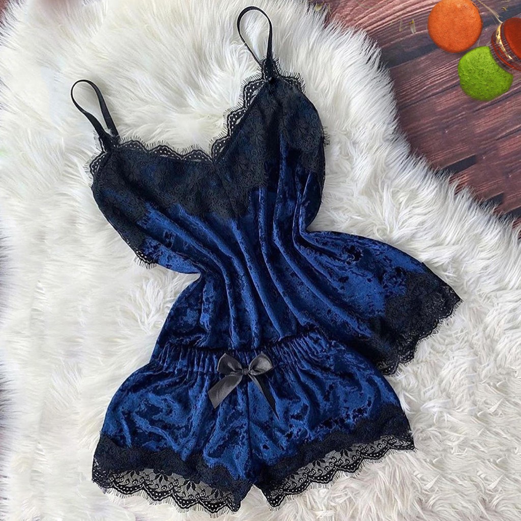 Summer Pyjamas Women Velvet Bo - Lace Trim Cami recension och pris