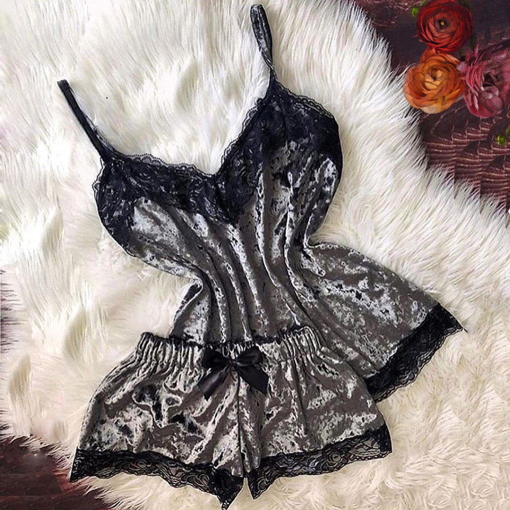 Summer Pyjamas Women Velvet Bo - Lace Trim Cami recension och pris