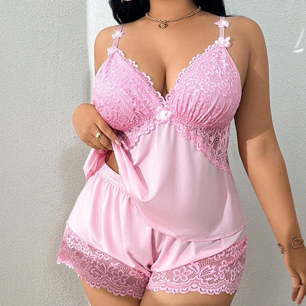 Women Plus Size Pajamas Set Se - Lace Trim Cami recension och pris