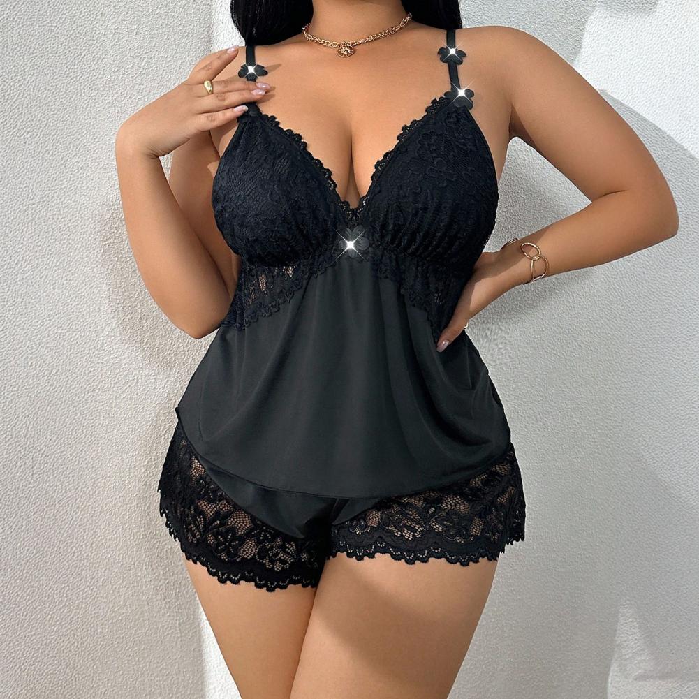 Women Plus Size Pajamas Set Se - Lace Trim Cami recension och pris