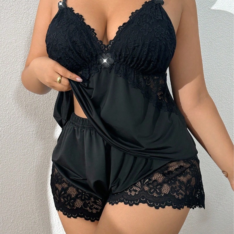 Women's Plus Size Lace Lingeri - Lace Trim Cami recension och pris